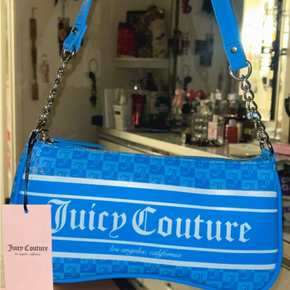 Juicy Couture Blue Sporty Shoulder Bag with Chain Straps
